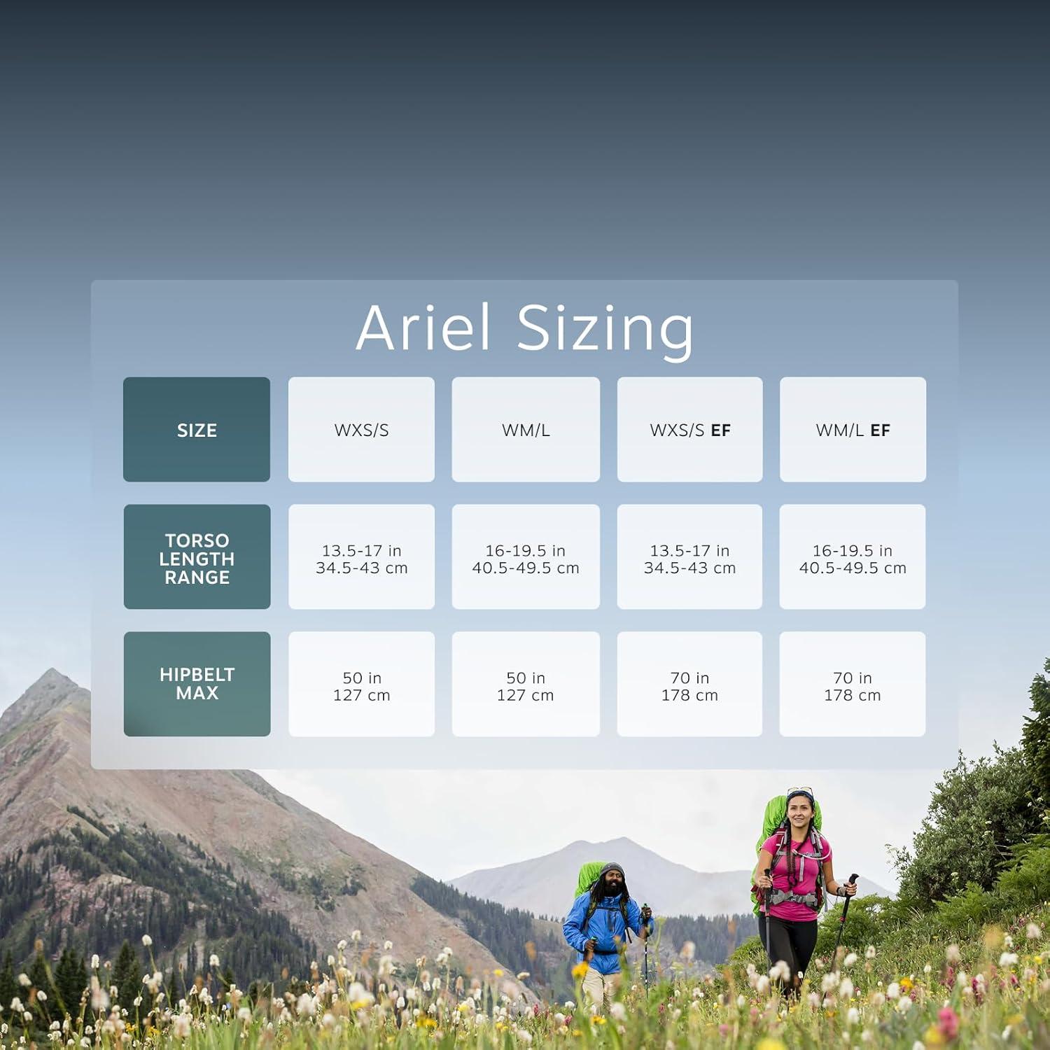 imageOsprey Ariel 65L Womens Backpacking Backpack Black WML Extended FitMedium Gray