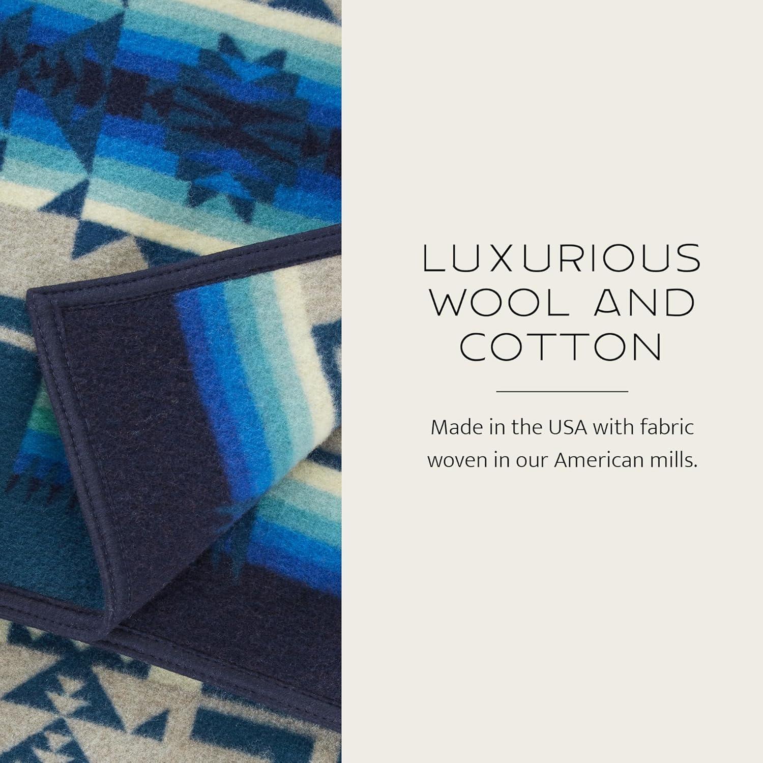 imagePendleton Chief Joseph Jacquard Wool Blanket 64quot x 80quot Reversible Throw Blanket Wool Felt Binding Breathable Napped for Softness Great for Home and TravelBlack