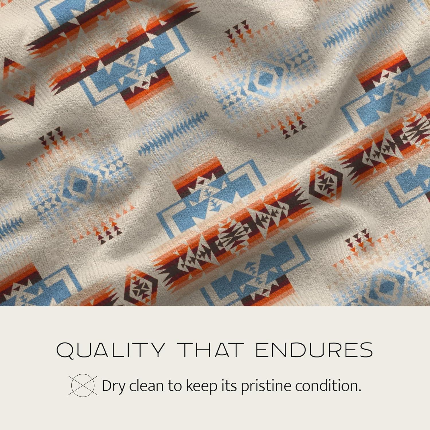 imagePendleton Chief Joseph Jacquard Wool Blanket 64quot x 80quot Reversible Throw Blanket Wool Felt Binding Breathable Napped for Softness Great for Home and TravelGrey