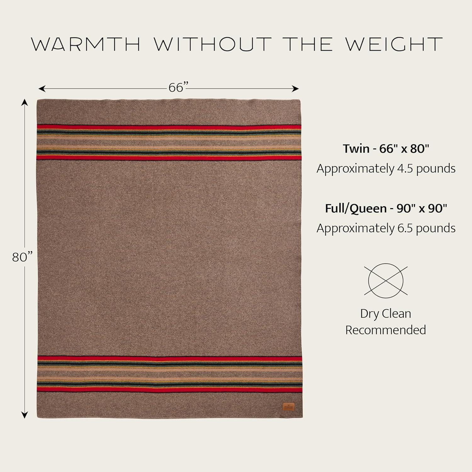 imagePendleton Yakima Camp Blanket Full Queen 90quot x 90quot Wool Cotton Large Dry Clean Soft and Durable Throw for Home and Travel Mineral UmberGreen Heather