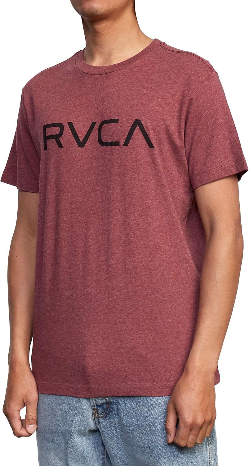 imageRVCA Mens Red Stitch Graphic Crew TShirtBig Oxblood Red