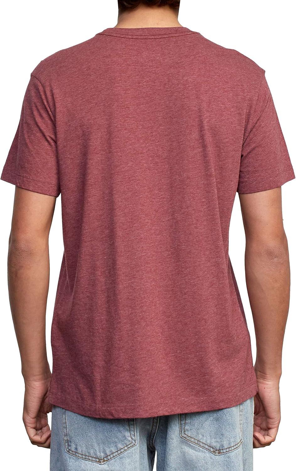 imageRVCA Mens Red Stitch Graphic Crew TShirtBig Oxblood Red