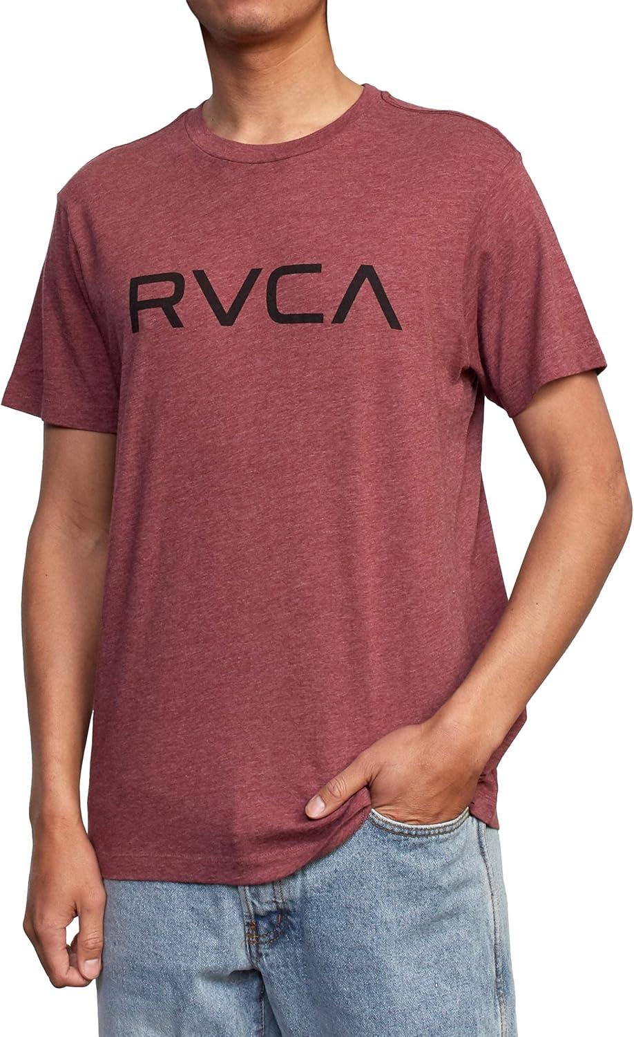 imageRVCA Mens Red Stitch Graphic Crew TShirtBig Oxblood Red
