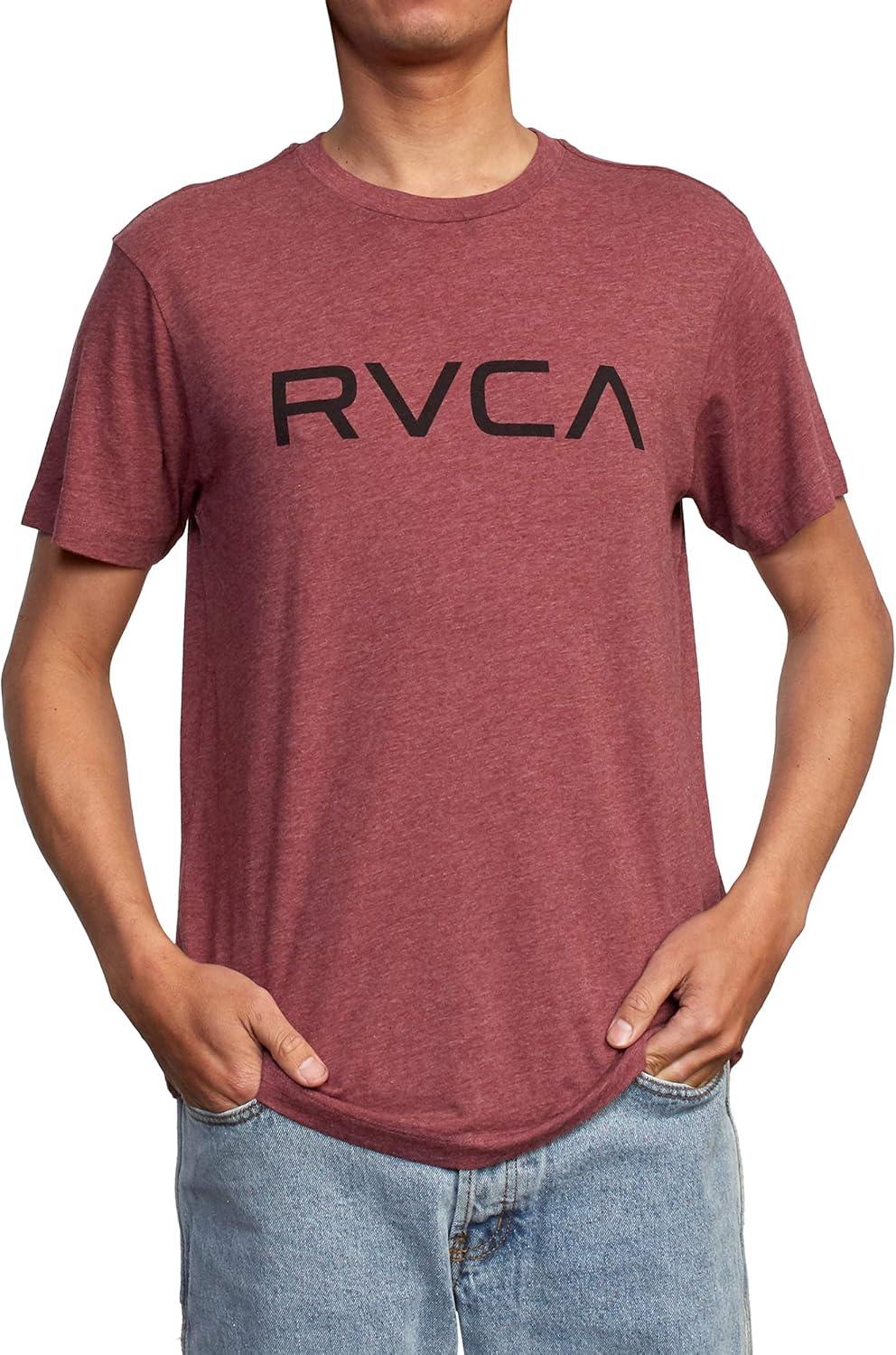 imageRVCA Mens Red Stitch Graphic Crew TShirtBig Oxblood Red