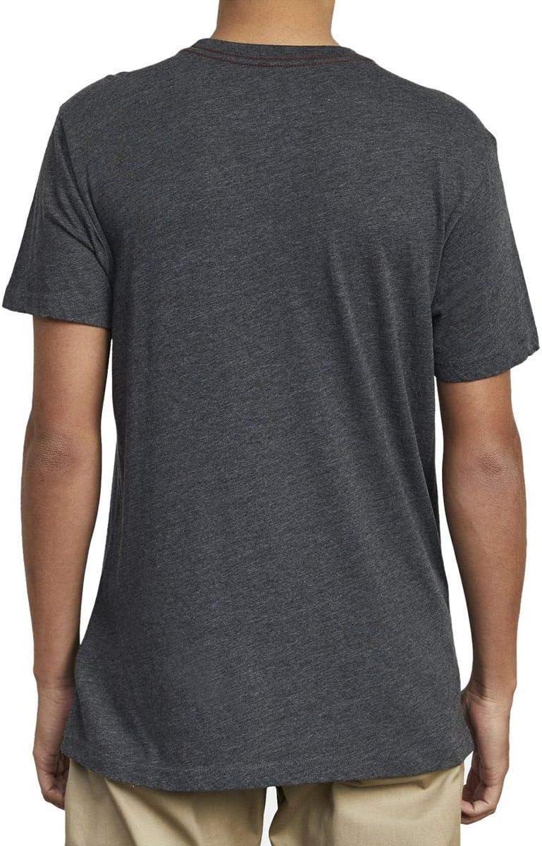 imageRVCA Mens Red Stitch Graphic Crew TShirtBlackGrey