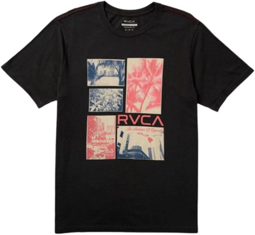 imageRVCA Mens Va All The Way Short SleeveAloha Town Pirate Black