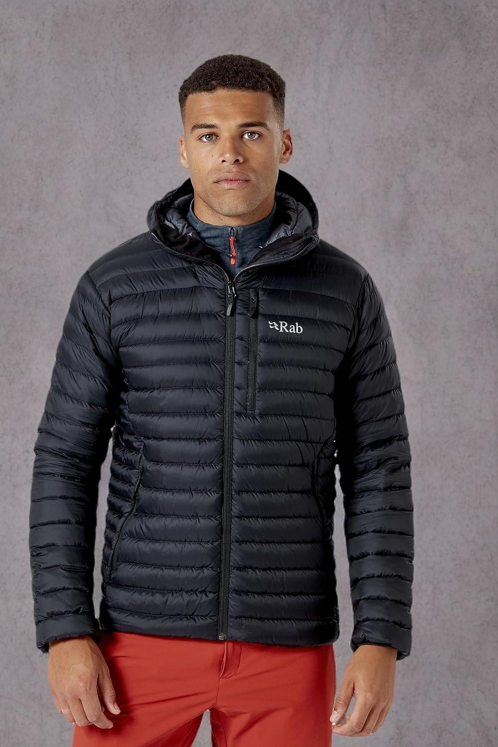 imageRab Mens Microlight Alpine 700Fill Down Hooded Puffer Jacket for Hiking ampamp SkiingBlack