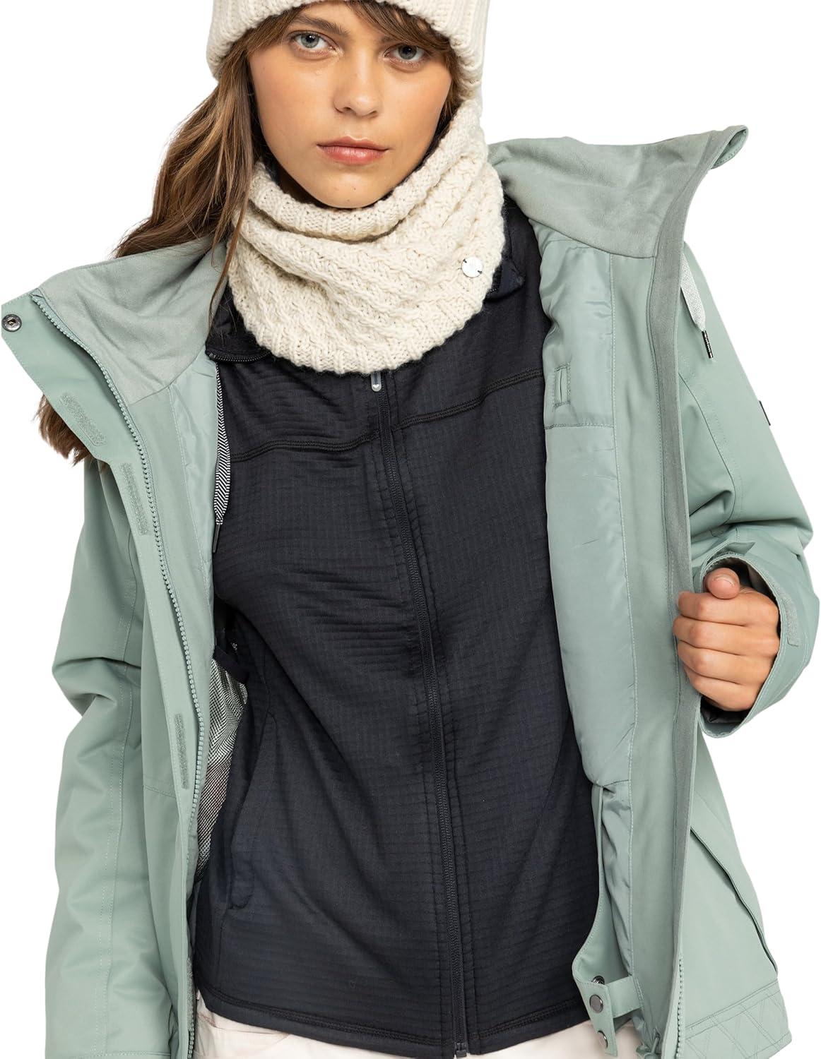 imageRoxy womens Billie Jacket 10k Waterproof Snow Jacket Tailored Fit Pfasfree InsulatedLily Pad