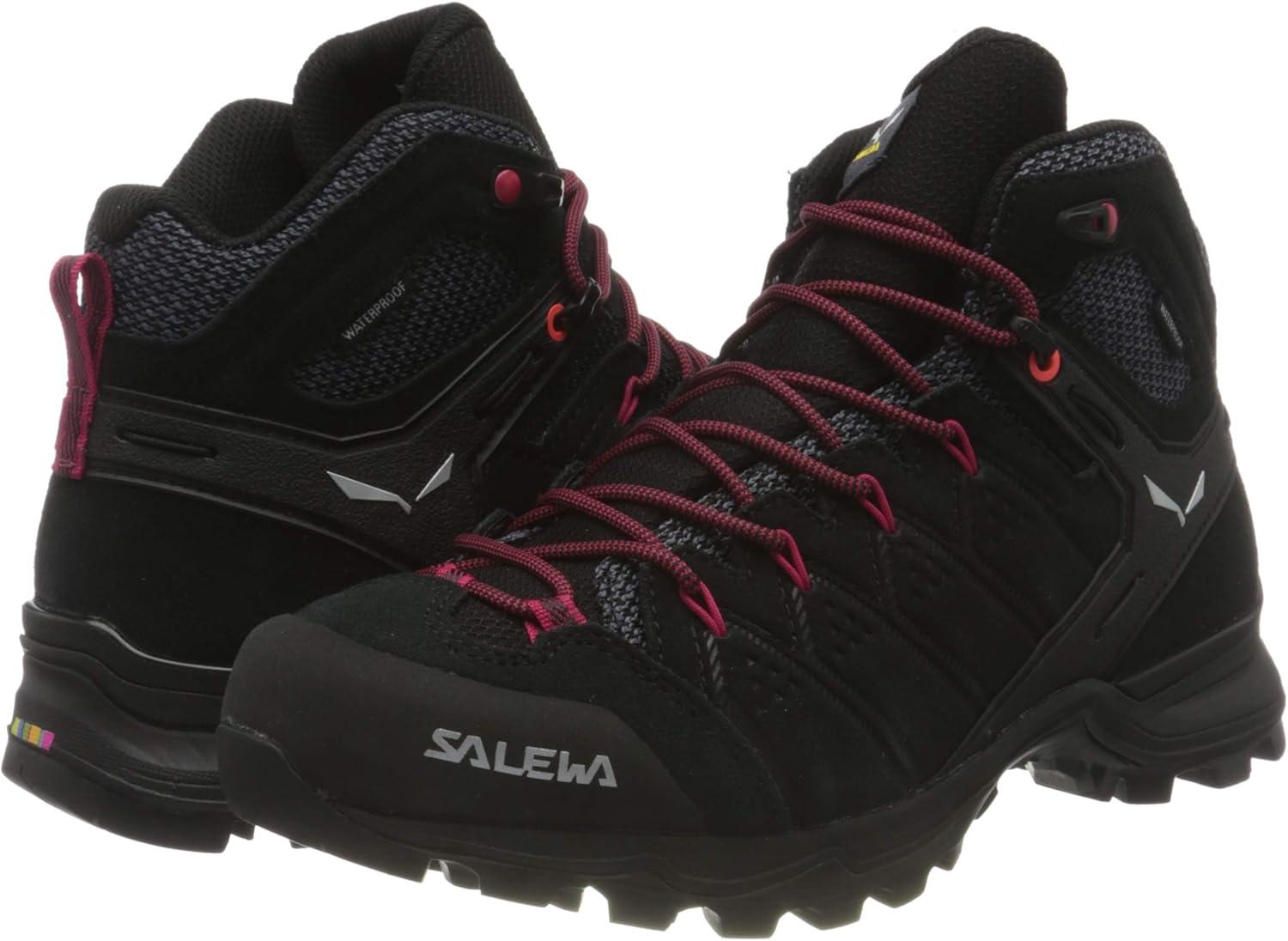 imageSalewa Mens Alp Mate Mid Waterproof Trekking ampamp Hiking BootBlack Out Virtual Pink