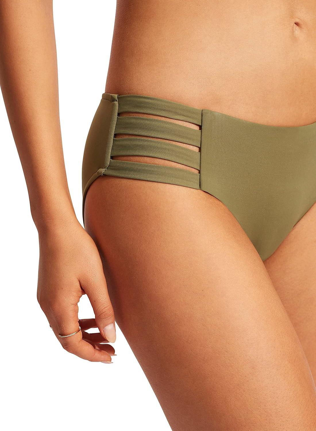 imageSeafolly Womens Multi Strap Hipster Full Coverage Bikini Bottom SwimsuitEco Collective Olive