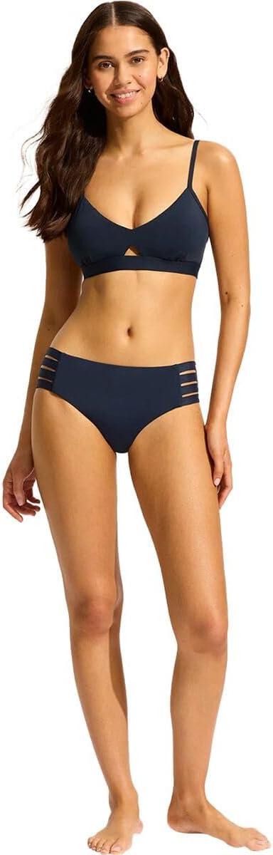 imageSeafolly Womens Multi Strap Hipster Full Coverage Bikini Bottom SwimsuitEco Collective True Navy