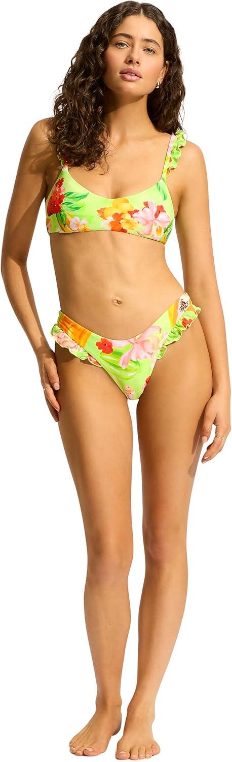 imageSeafolly Womens Standard Bralette Bikini Top Swimsuit with Clip BackTropique Aloe Gel