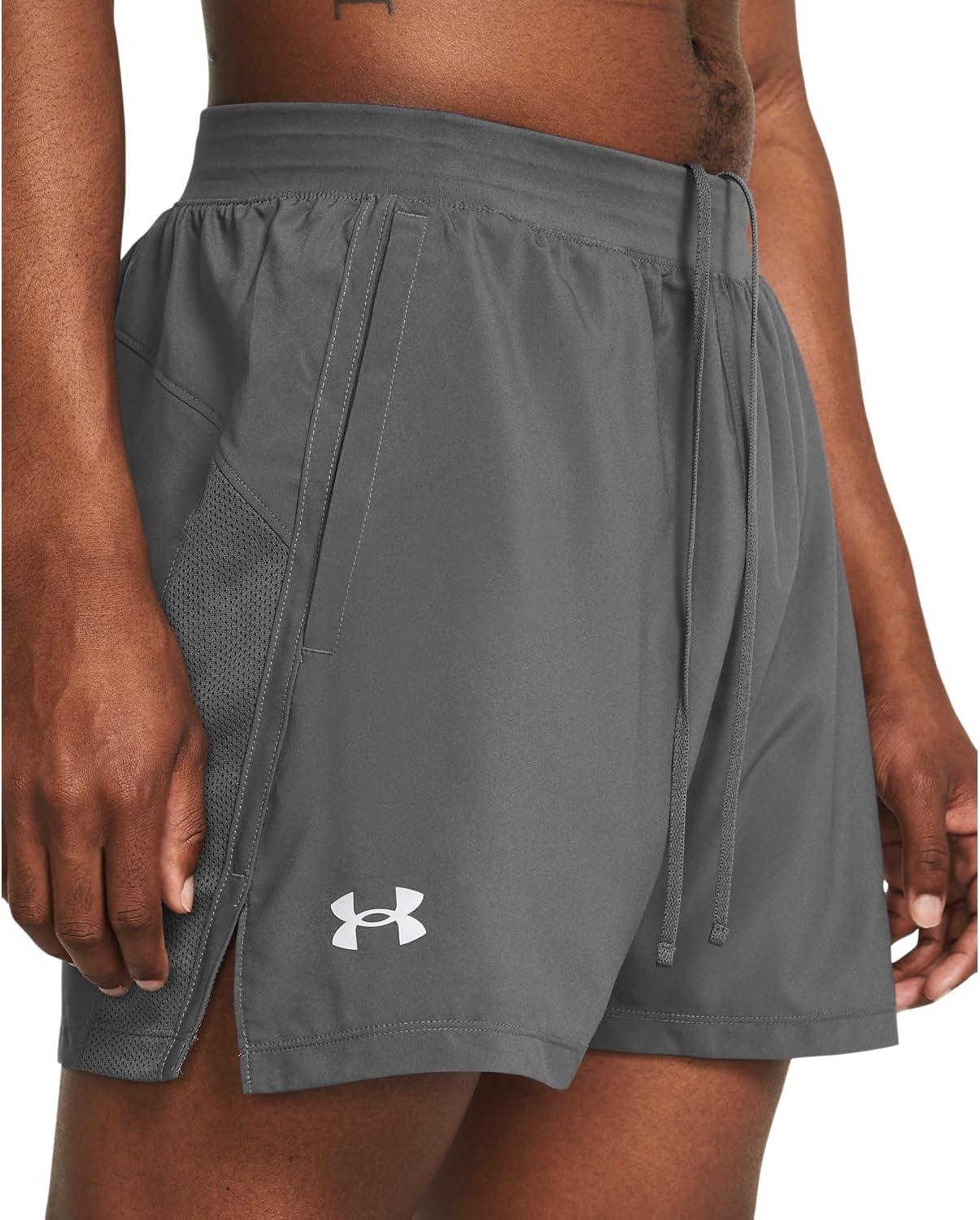imageUnder Armour Mens Launch Run 5quot Shorts025 Castlerock Castlerock Reflective