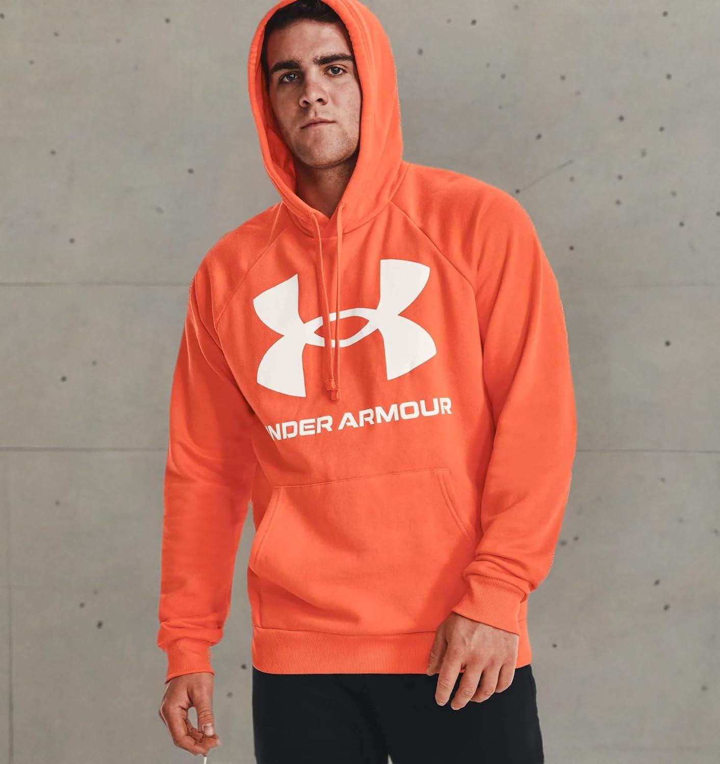 imageUnder Armour Mens Rival Fleece Sportstyle Logo Hoodie866 Orange Blast Onyx White