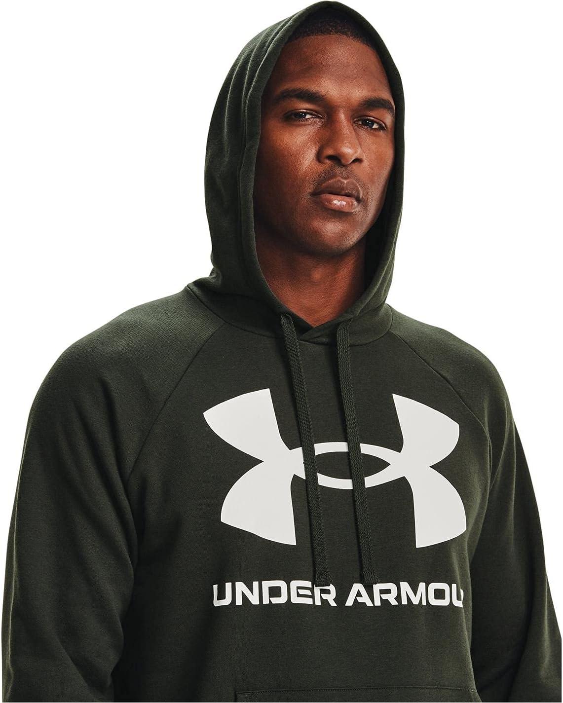 imageUnder Armour Mens Rival Fleece Sportstyle Logo HoodieBaroque Green 310Onyx White