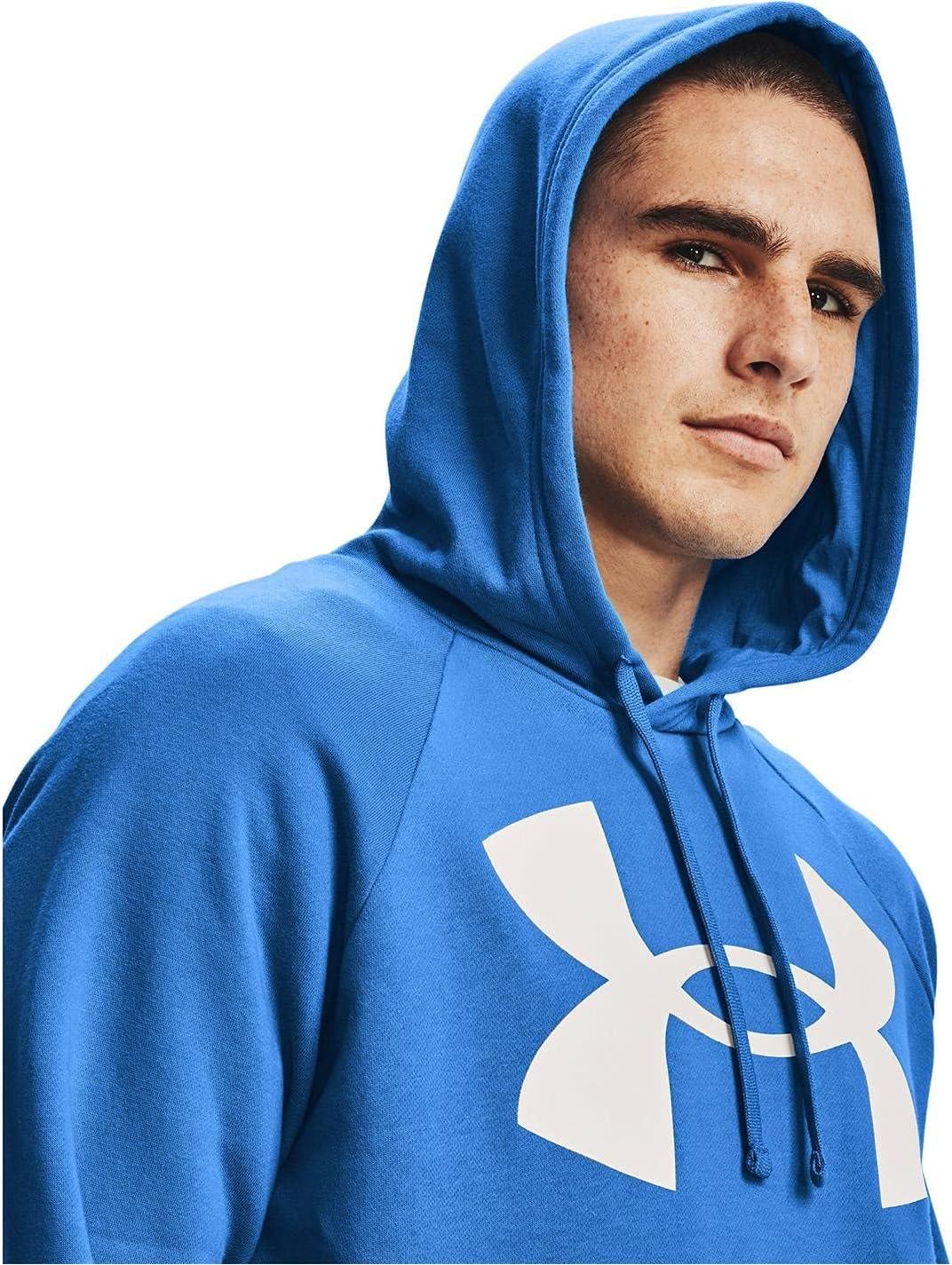 imageUnder Armour Mens Rival Fleece Sportstyle Logo HoodieBrilliant Blue 787Onyx White