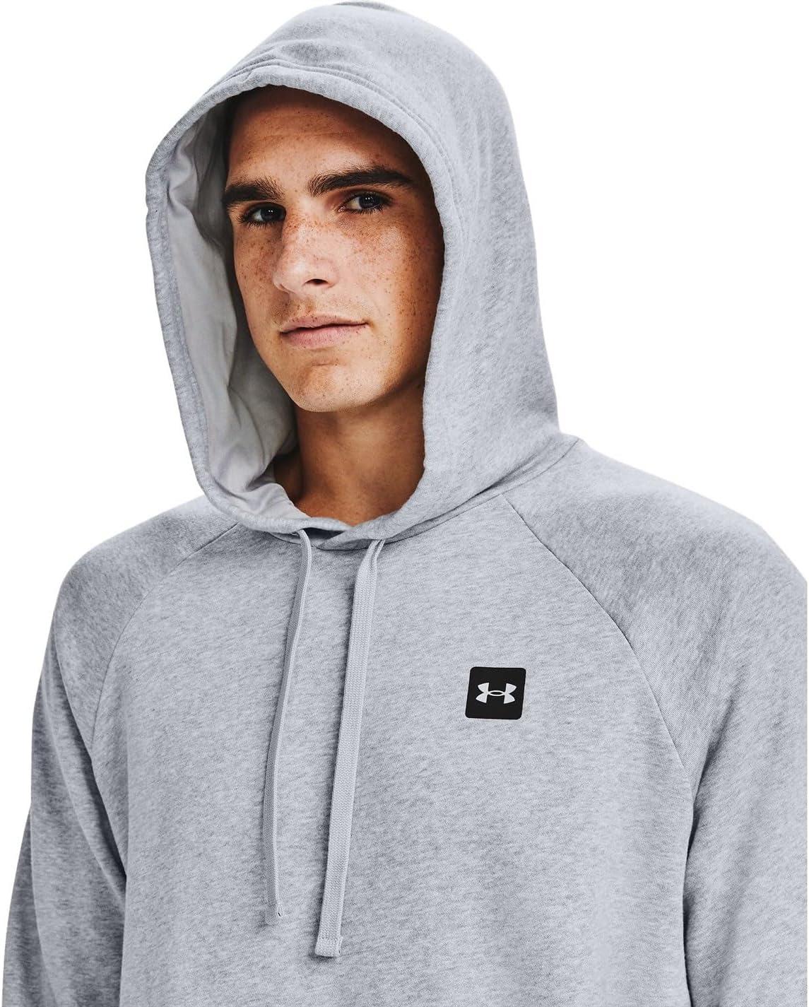 imageUnder Armour Mens Rival Fleece Sportstyle Logo HoodieMod Gray Light Heather 011Onyx White