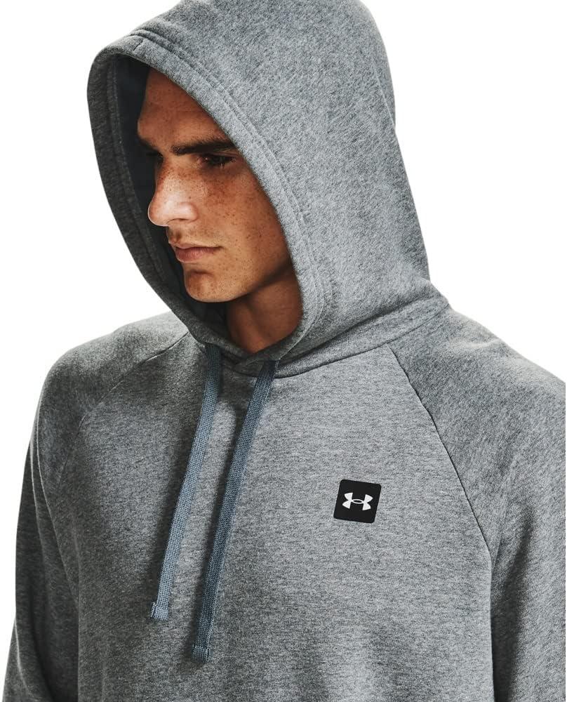imageUnder Armour Mens Rival Fleece Sportstyle Logo HoodiePitch Gray Light Heather 012Onyx White