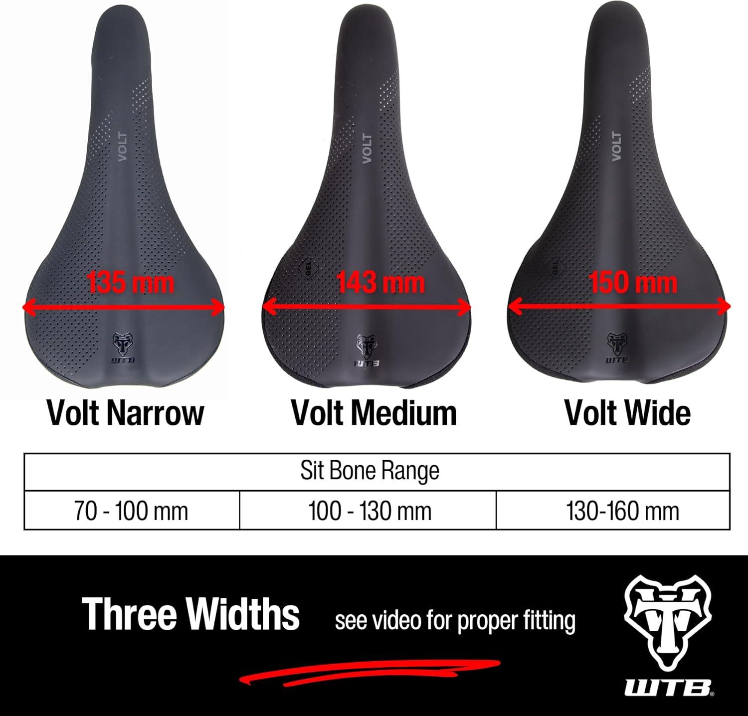 imageWTB Volt Bike Seat Saddle Comfortable Medium Thickness Padding Mountain Gravel ampamp EBikes 3 Sizes 3 Rail OptionsNarrow