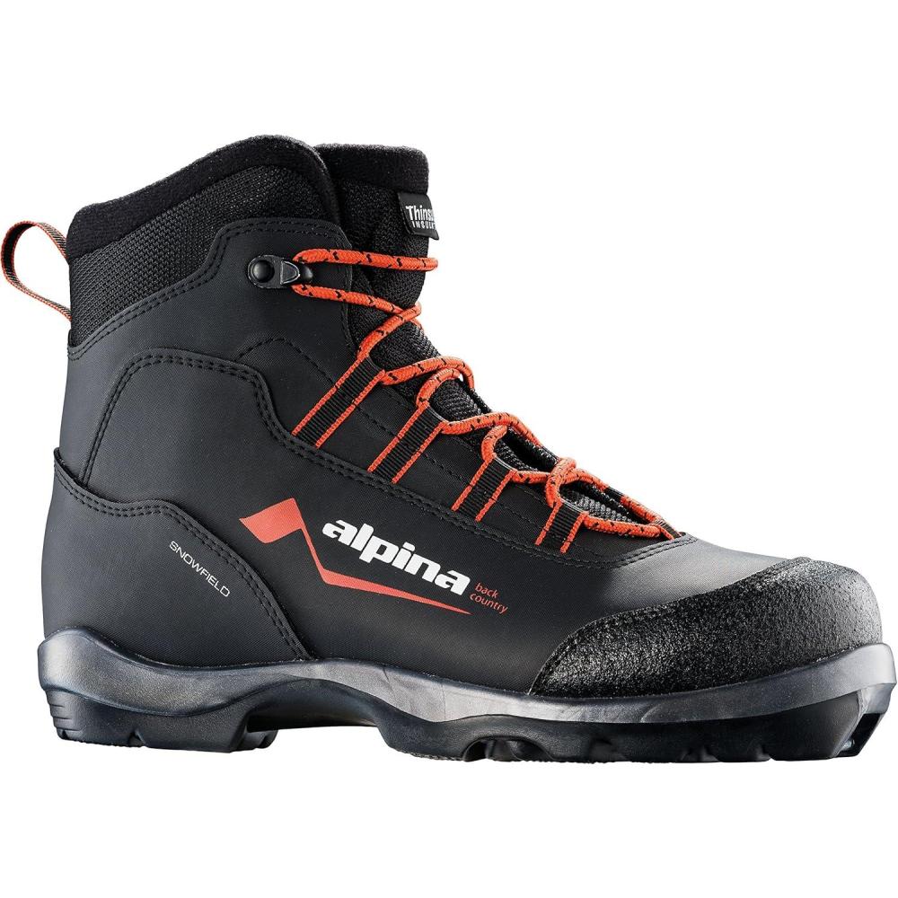 imageAlpina Sports Snowfield Backcountry Cross Country Nordic Touring Ski BootsBlackOrangeWhite