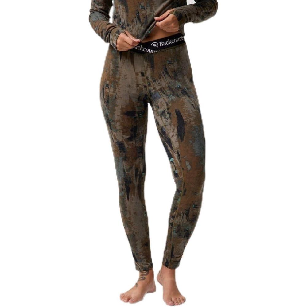 imageBackcountry Cedars RWS Merino LtWt Baselayer VWaist Bottom  WomensCamo Pendula Print