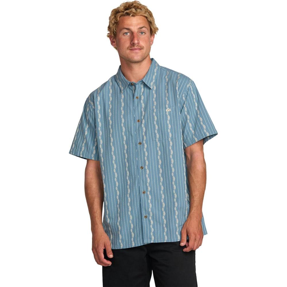 imageBillabong Mens Classic Sundays Woven Short Sleeve ShirtCharcoalNavy