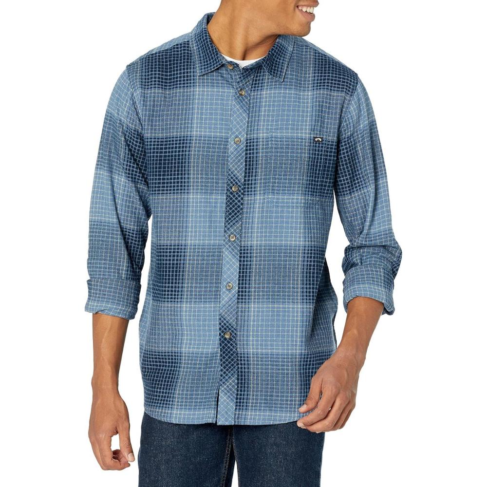 imageBillabong Mens Coastline Long Sleeve Flannel ShirtSlate Blue Plaid
