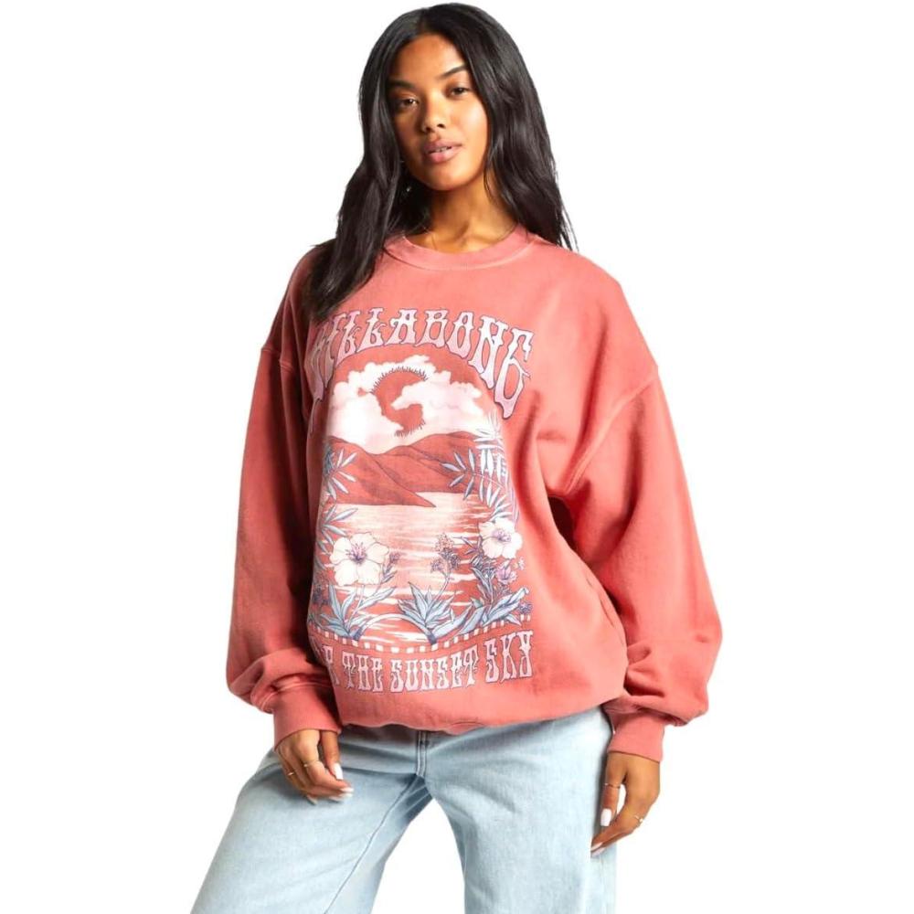 imageBillabong womens Ride in Oversized Crewneck SweatshirtRed Clay