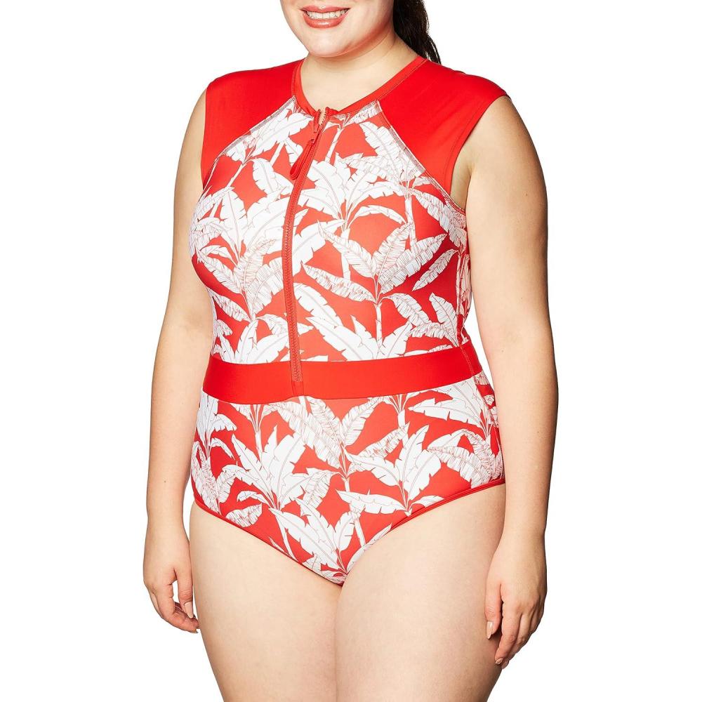 imageBody Glove Womens Stand Up Zip Front Paddle One Piece Swimsuit with UPF 50Tropik Vibe Floral