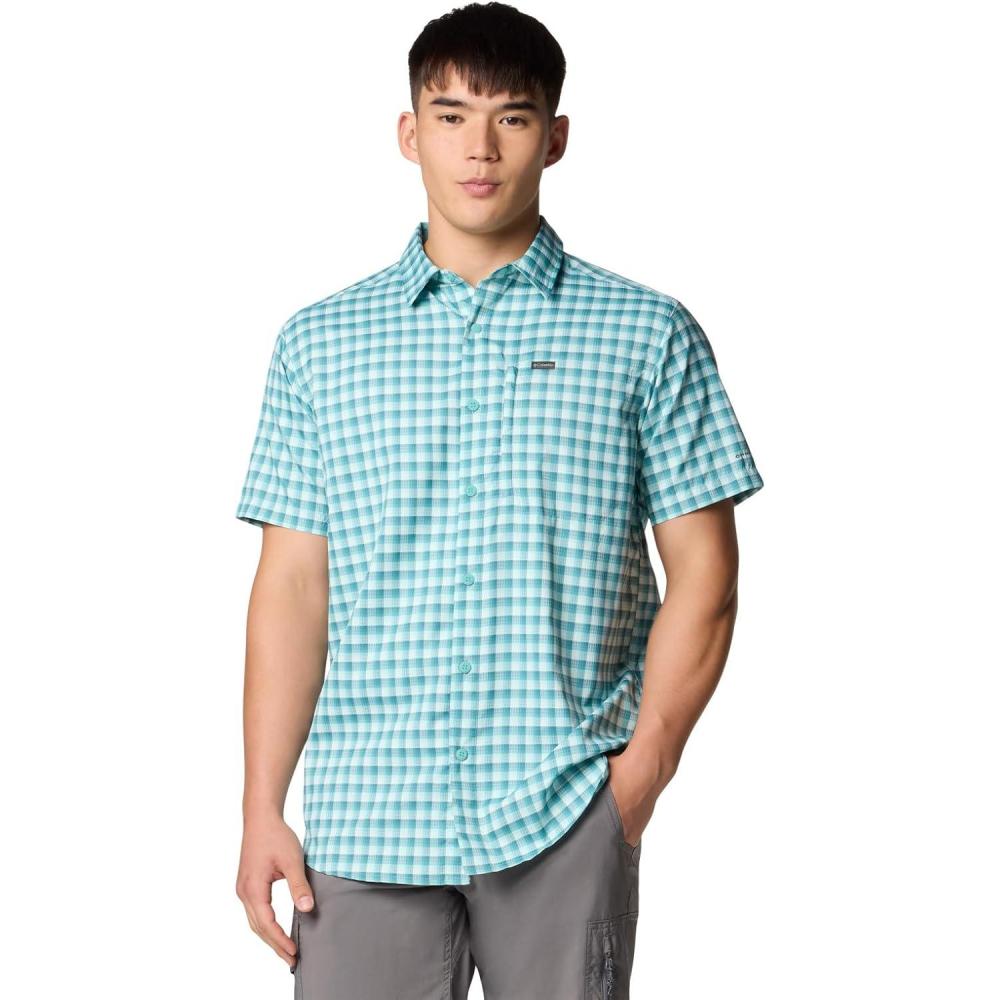imageColumbia Mens Silver Ridge Utility Lite Novelty Short SleeveRipple Blue Pulaski Plaid
