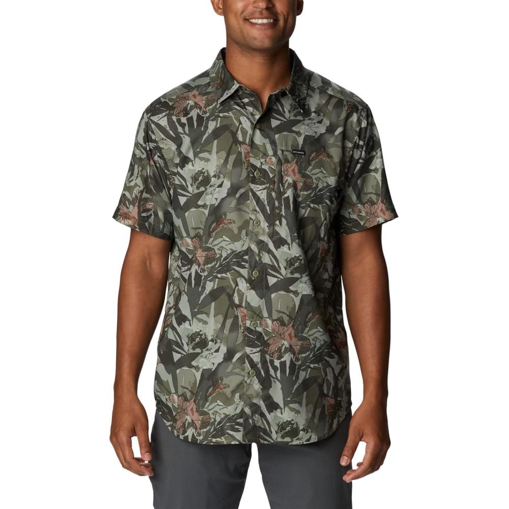 imageColumbia Mens Silver Ridge Utility Lite Novelty Short SleeveStone Green Floriculture