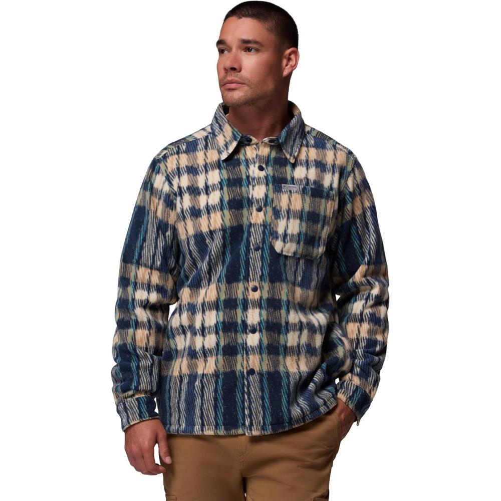 imageColumbia Mens Steens Mountain Printed Shirt Jacket IiCollegiate Navy Herringplaid