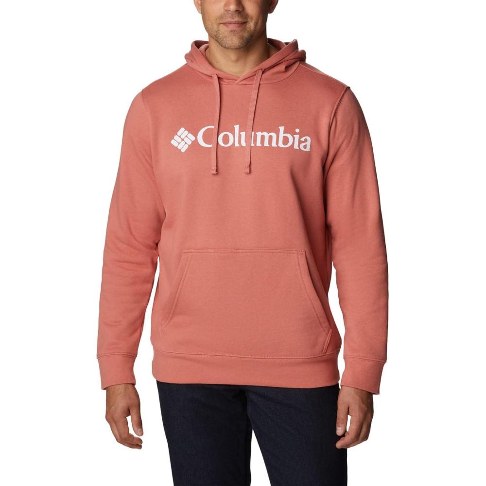 imageColumbia Mens Trek HoodieDark CoralCsc Stacked Logo
