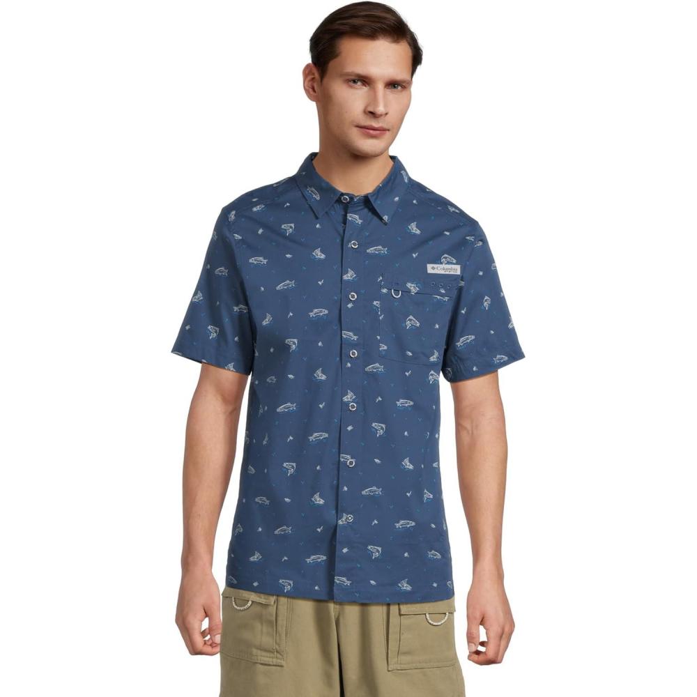 imageColumbia Mens Wild Cast Camp ShirtCarbon Troutopia