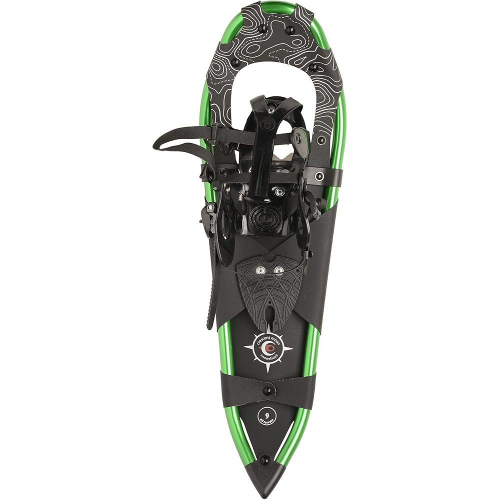 imageCrescent Moon All Terrian Unisex Snowshoe  Sawtooth 27 Unisex All Terrain Snowshoe with Award Winning Single Loop Pull Binding Stainless Steel Crampons and Heel LiftsGreen