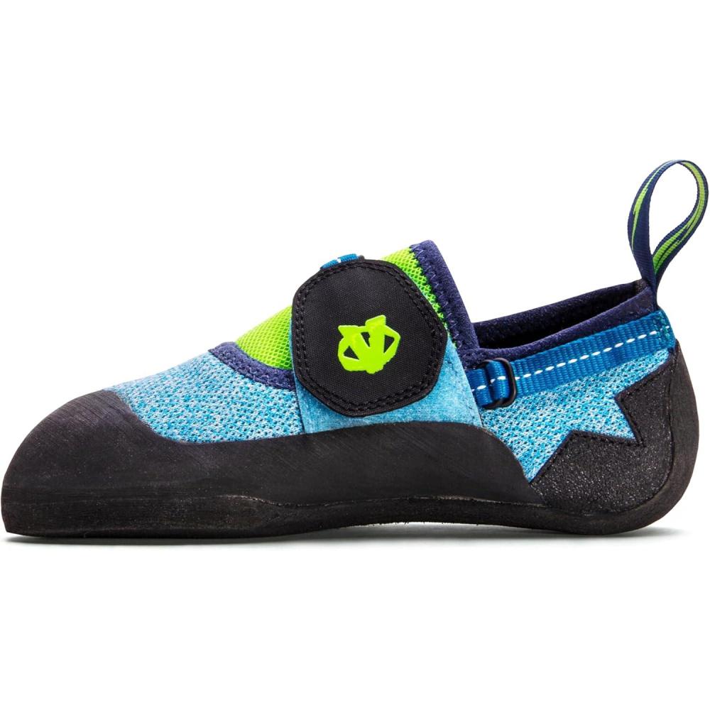 imageEVOLV Venga Kids Rock Climbing Shoe for Bouldering ampamp Indoor ClimbingBlueNeon Lime