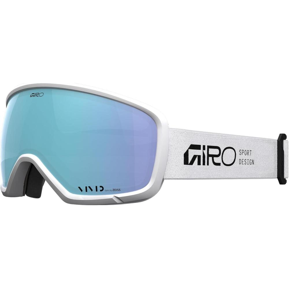 imageGiro Ringo Ski Goggles  Snowboard Goggles for Men Women ampamp Youth  VIVID Lens  AntiFog  OTG Over GlassesWhite Stacked  Vivid Royal