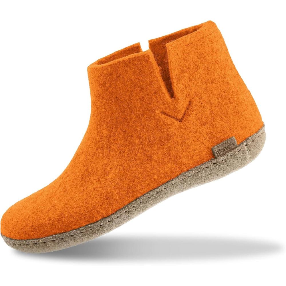 imageGlerups 100 quality wool mix Boot Slipper with leather sole  UnisexOrange