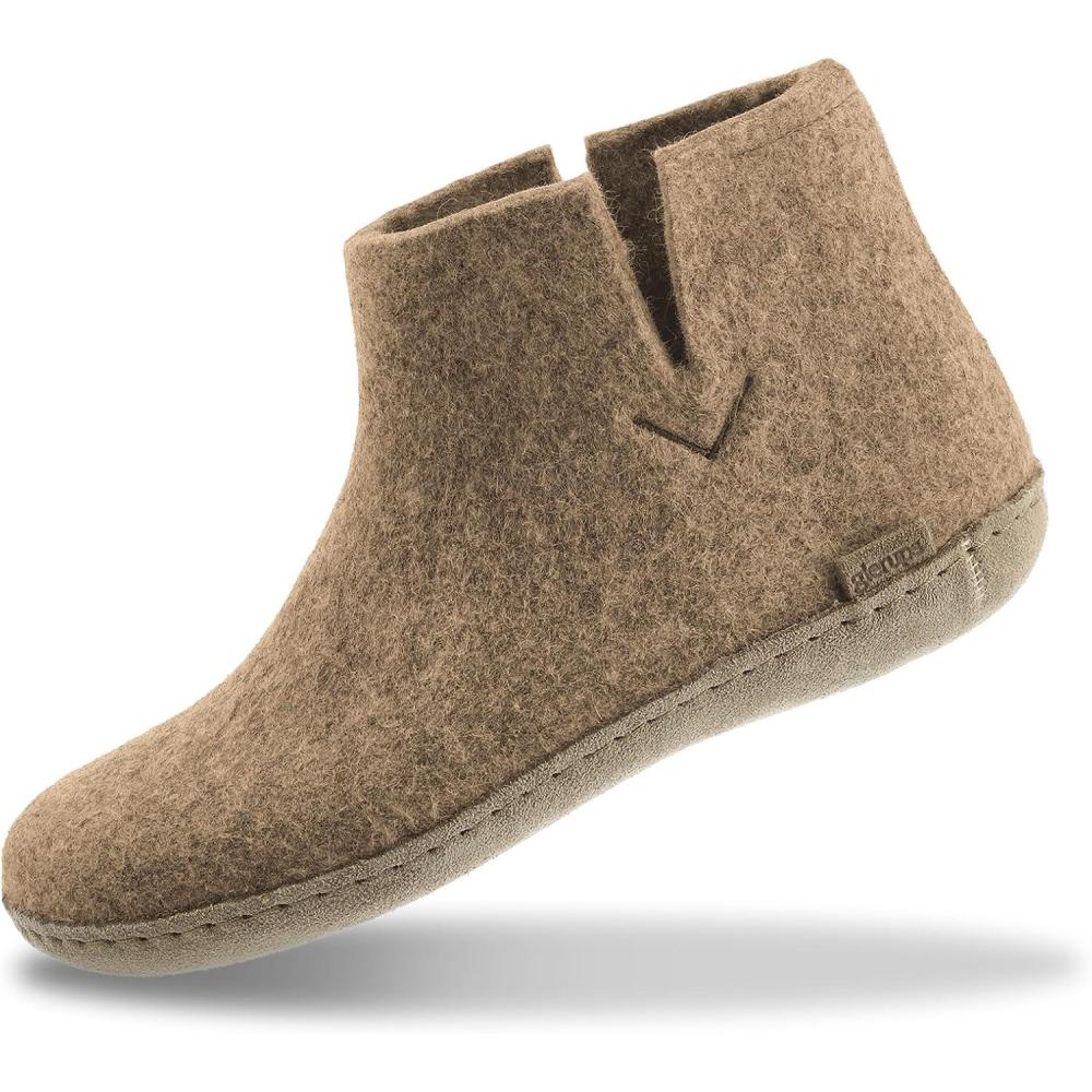 imageGlerups 100 quality wool mix Boot Slipper with leather sole  UnisexSand