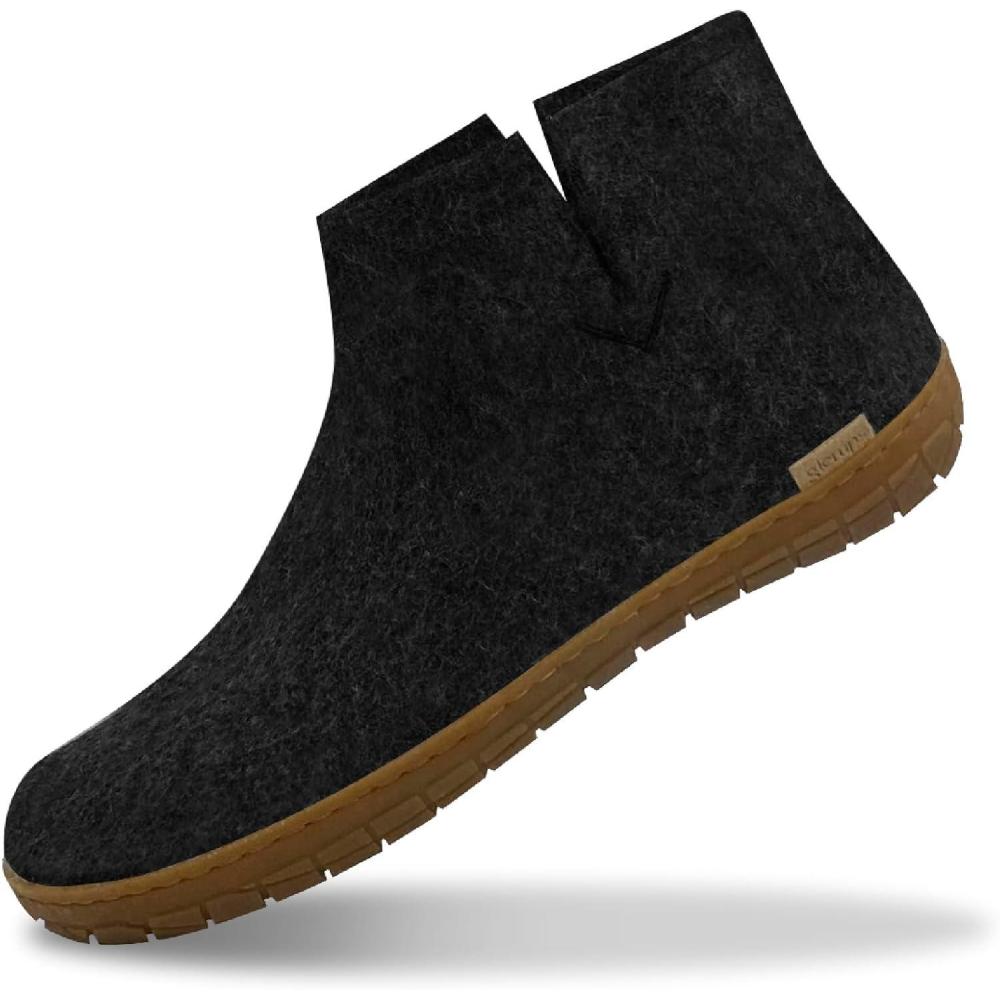 imageGlerups 100 quality wool mix Boot Slipper with rubber sole  UnisexCharcoal