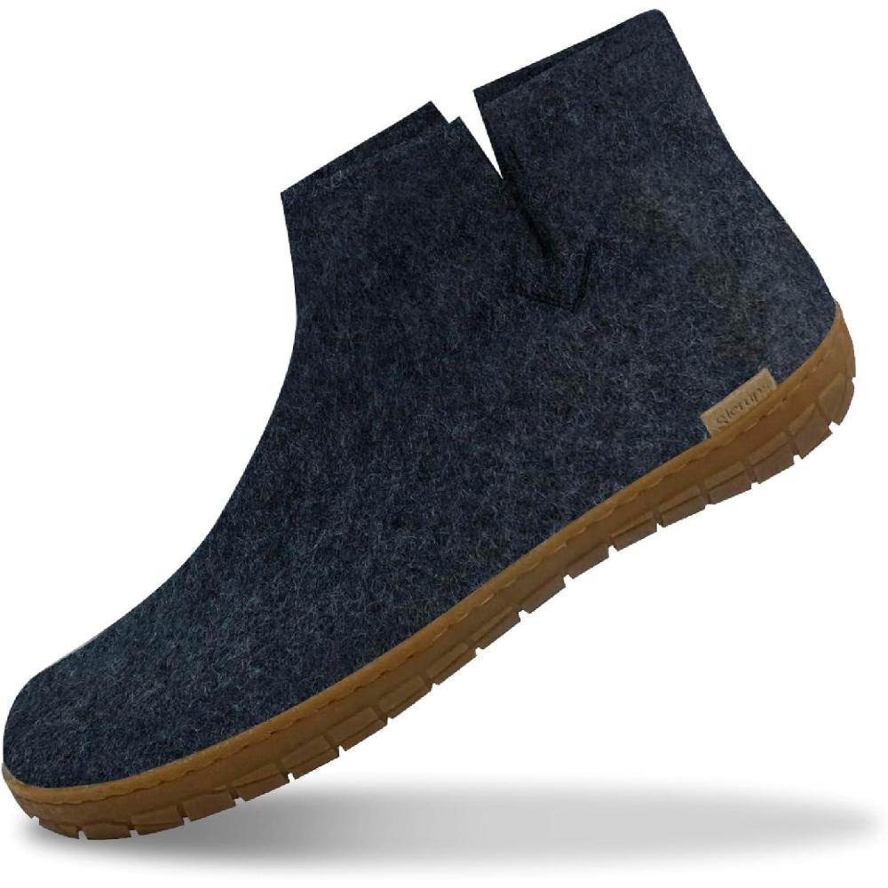 imageGlerups 100 quality wool mix Boot Slipper with rubber sole  UnisexDenim