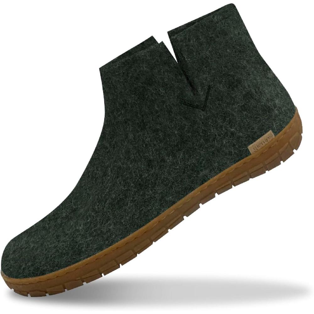 imageGlerups 100 quality wool mix Boot Slipper with rubber sole  UnisexForest