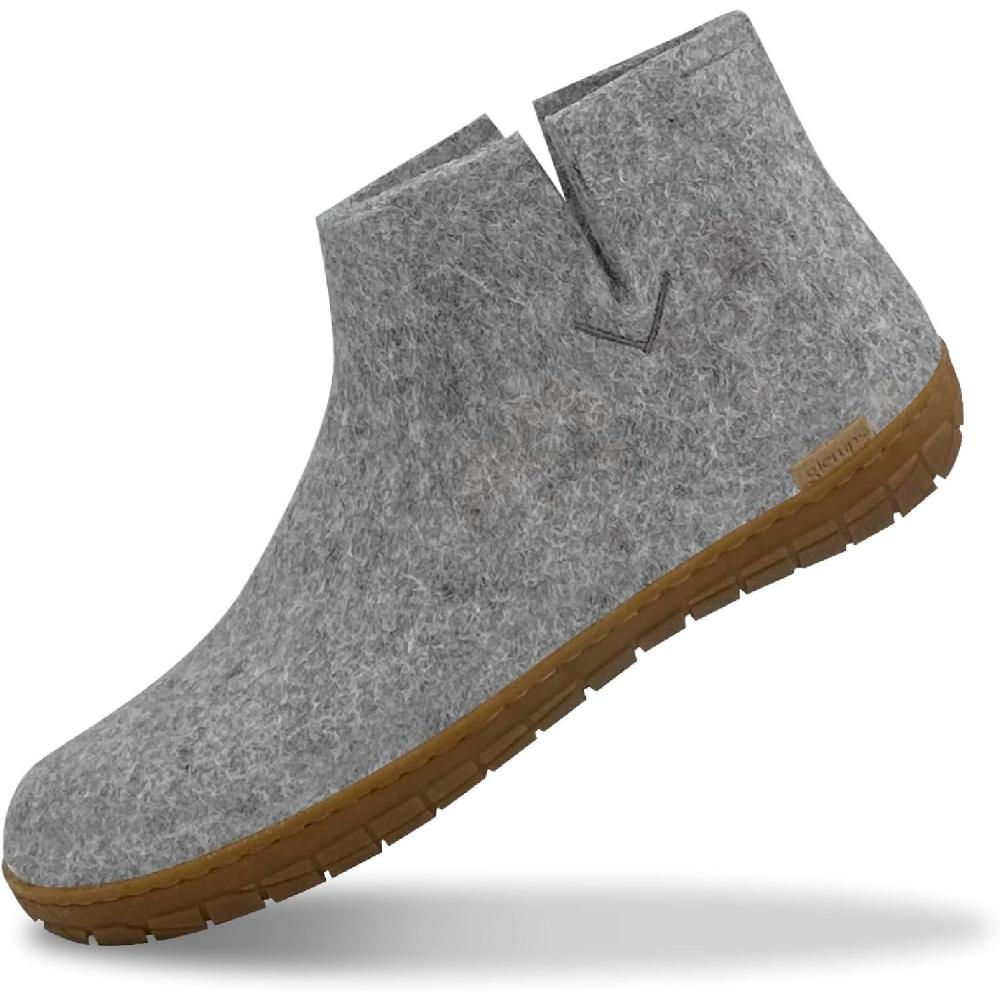 imageGlerups 100 quality wool mix Boot Slipper with rubber sole  UnisexGrey