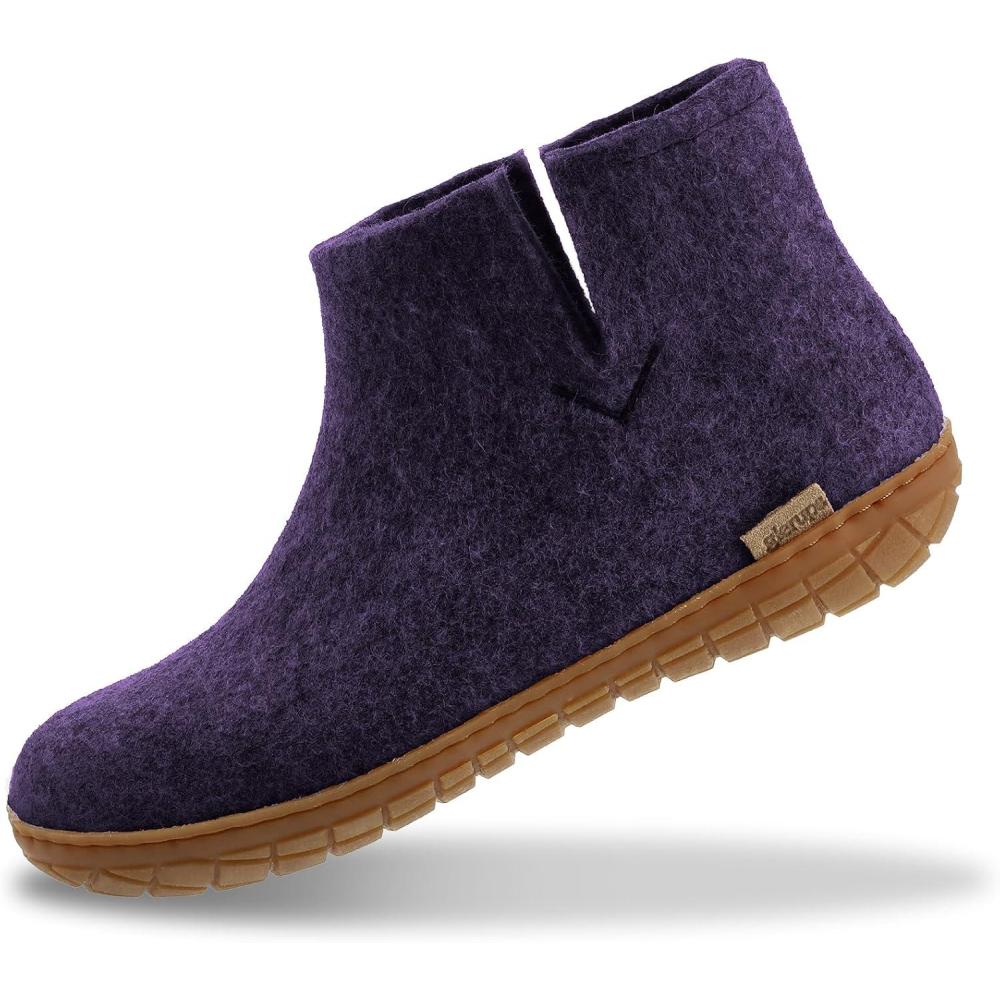 imageGlerups 100 quality wool mix Boot Slipper with rubber sole UnisexPurple