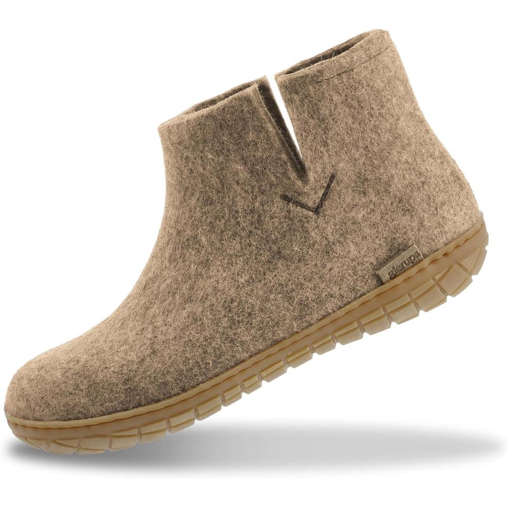 imageGlerups 100 quality wool mix Boot Slipper with rubber sole  UnisexSand