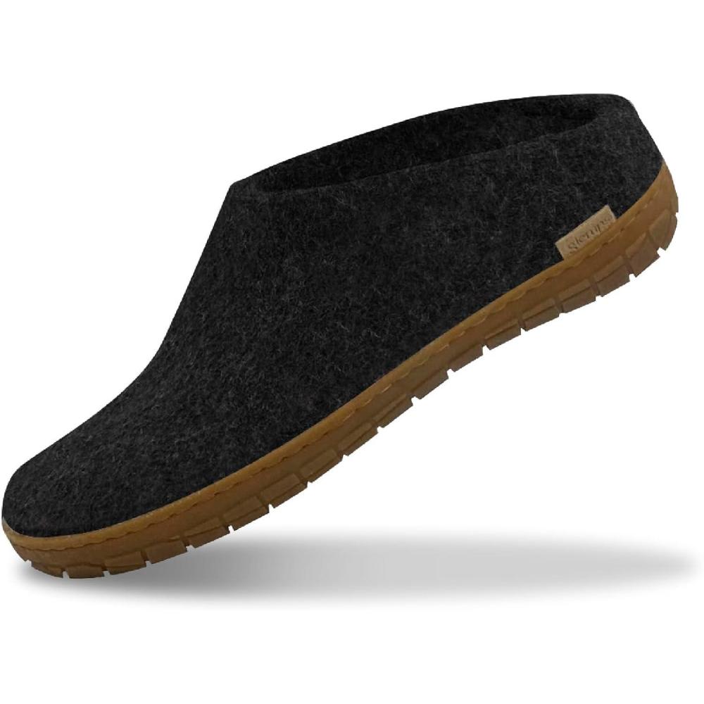 imageGlerups 100 quality wool mix Slipper with rubber sole Unisex SliponCharcoal