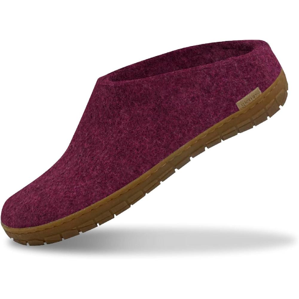 imageGlerups 100 quality wool mix Slipper with rubber sole Unisex SliponCranberry