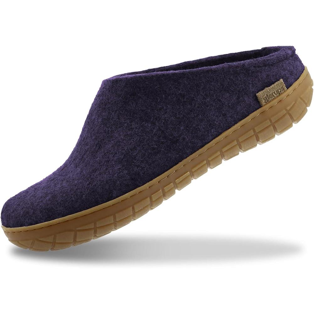 imageGlerups 100 quality wool mix Slipper with rubber sole Unisex SliponPurple