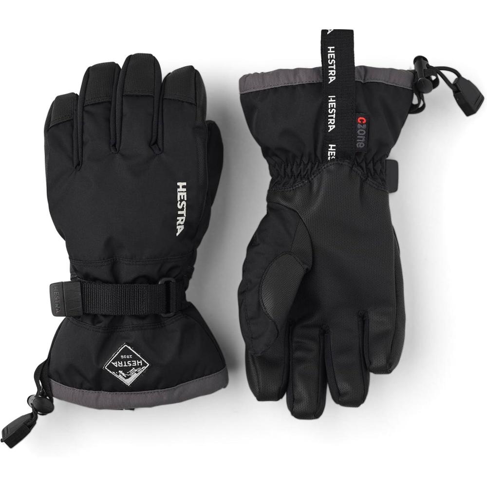 imageHestra Gauntlet CZone Junior Glove Youth 414yrs  Waterproof Insulated Kids Gloves for Winter Skiing SnowboardingBlack  Graphite