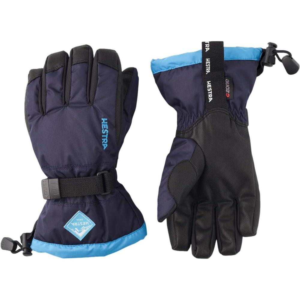 imageHestra Gauntlet CZone Junior Glove Youth 414yrs  Waterproof Insulated Kids Gloves for Winter Skiing SnowboardingDark Navy  Turquise